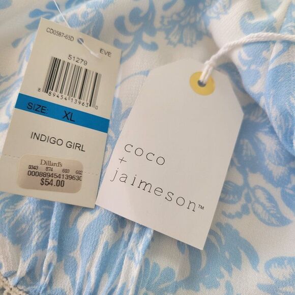 Coco + Jaimeson Blue & White Floral Cold-Shoulder Dress (Size XL) - Picture 7 of 8